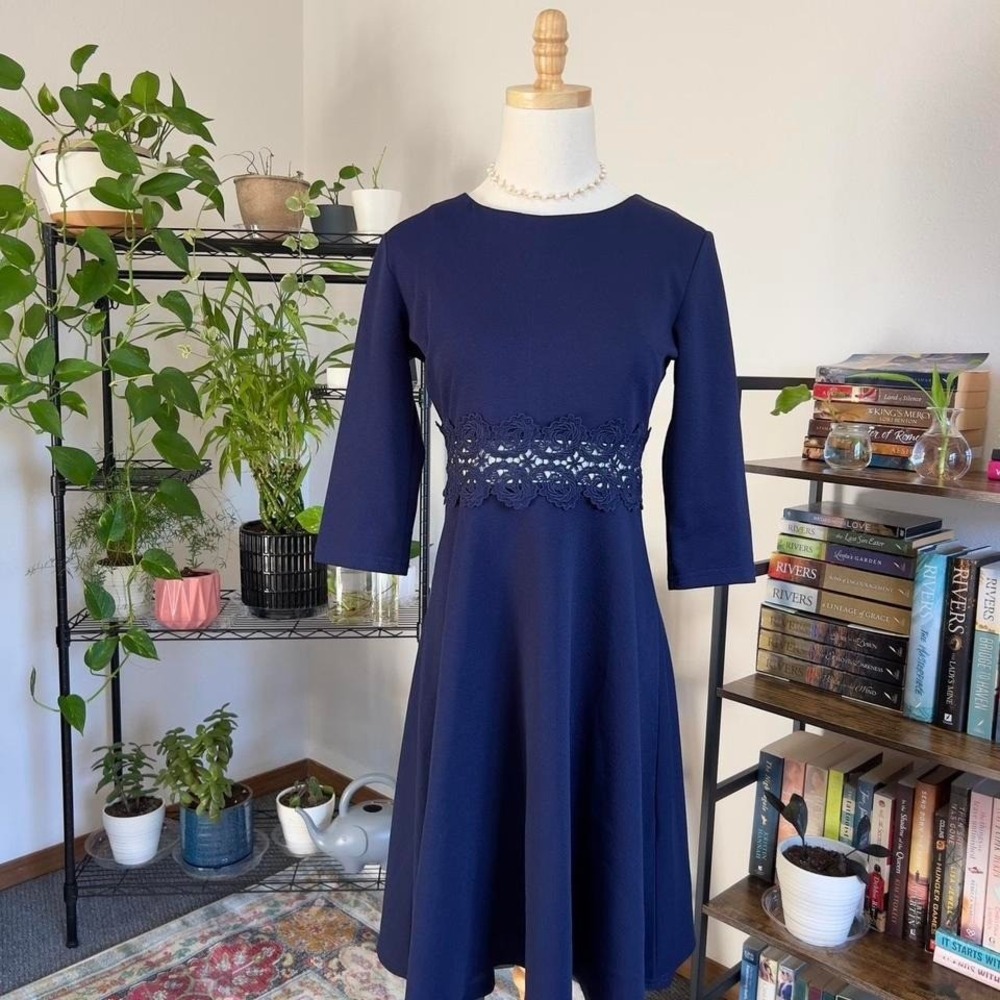 Homeeye Navy Blue Cocktail A-Line Dress‎ Womens Size 8 Wedding Guest Formal